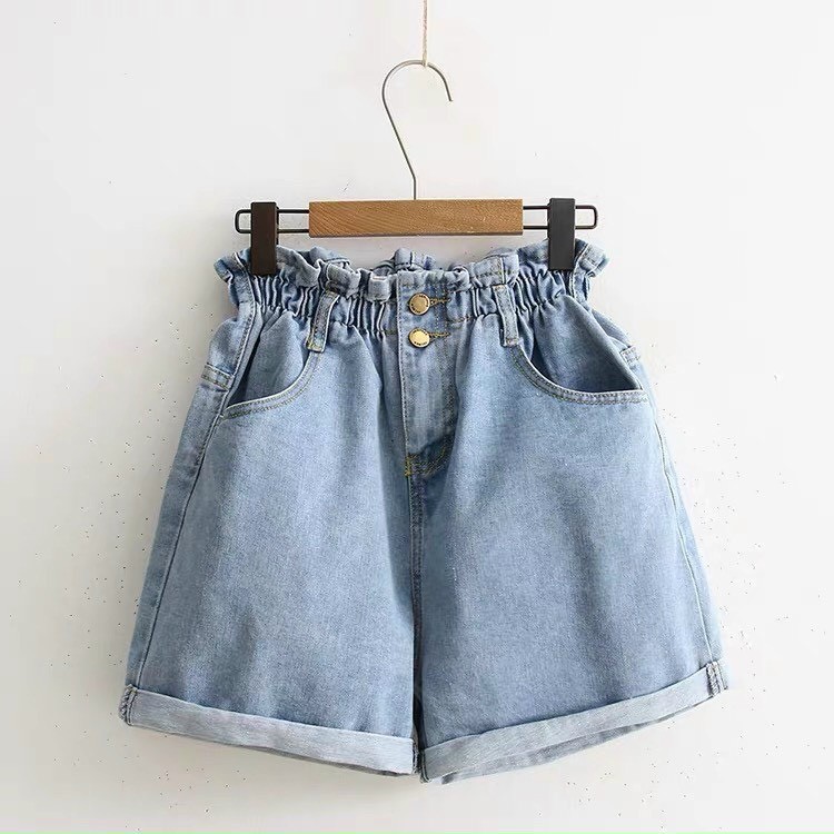 Quần Short Jean Nữ Ống Rộng LƯNG THUN Chất Bò Phối 2 Nút Phong Cách Ulzzang Hàn Quốc 430 | WebRaoVat - webraovat.net.vn