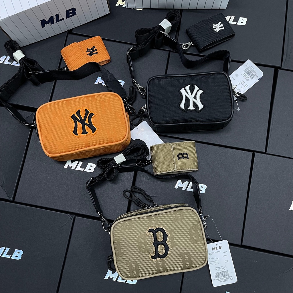 ✅ [ FELIX CHUẨN 1:1] Túi MLB Monogram Nylon Jacquard Mini Crossbody Bag Boston Red Sox Brown 3ACRS011N-43BGD | ẢNH THẬT