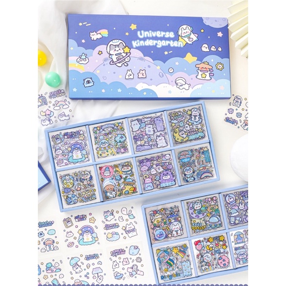 Sticker hộp 200 tấm hình dán dễ thương Universe Kindergarten  - Tặng Hình Xăm Dán