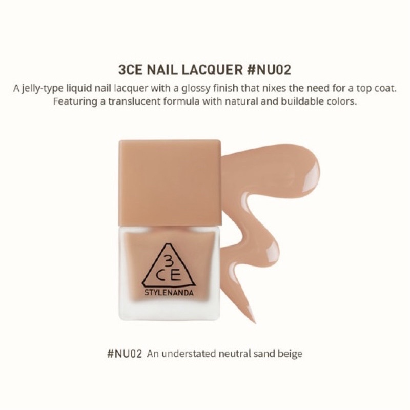 3CE - Nude Nail Lacquer #NU01, #NU02, #NU03 | sơn móng tay màu nude