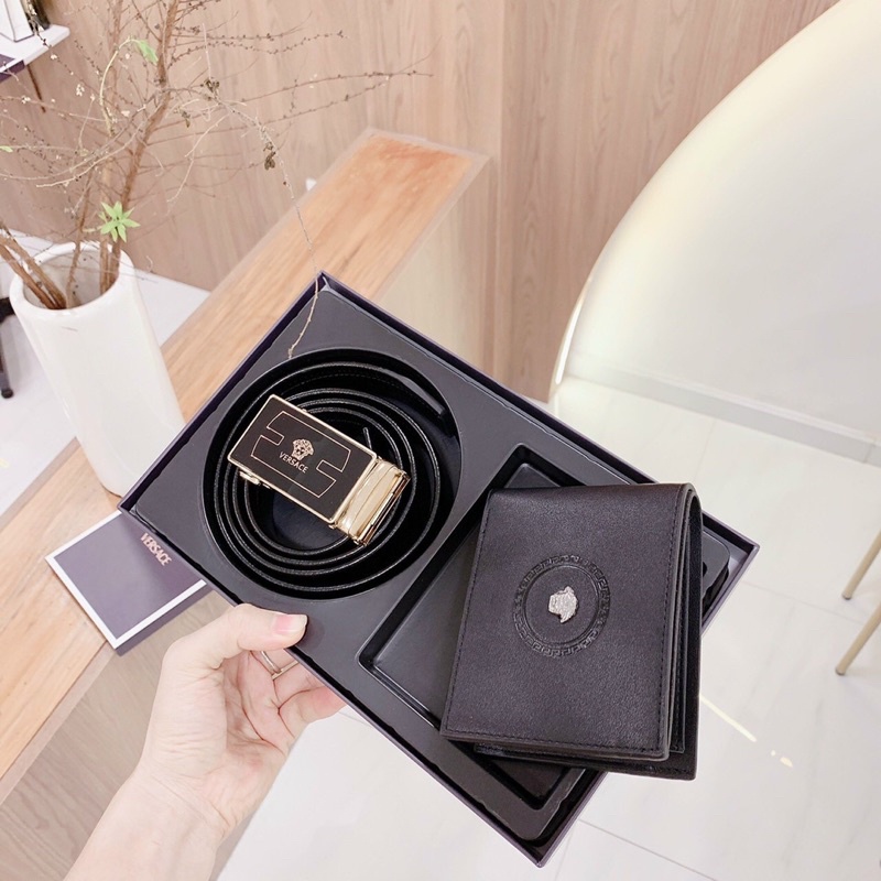 set dây nịt thắt lưng và ví bóp nam hiệu versace