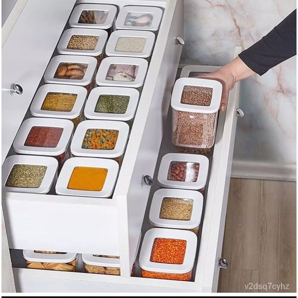 12 Pcs Kitchen Food Storage Container Set Airtight and Pantry Organization with Durable Lids for Cereal, dry Food Flour