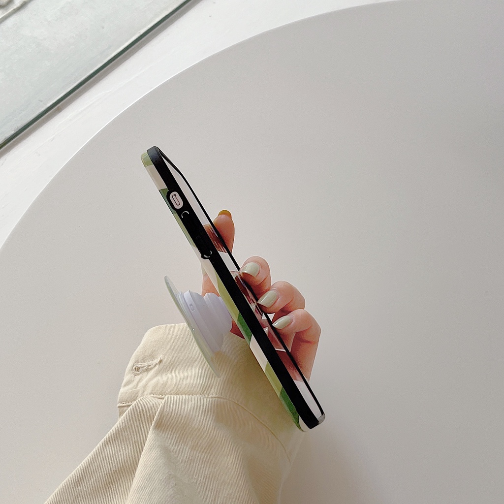 Ốp Điện Thoại Họa Tiết Trái Tim Màu Xanh Lá Ngọt Ngào Kèm Giá Đỡ Chống Sốc Cho Iphone