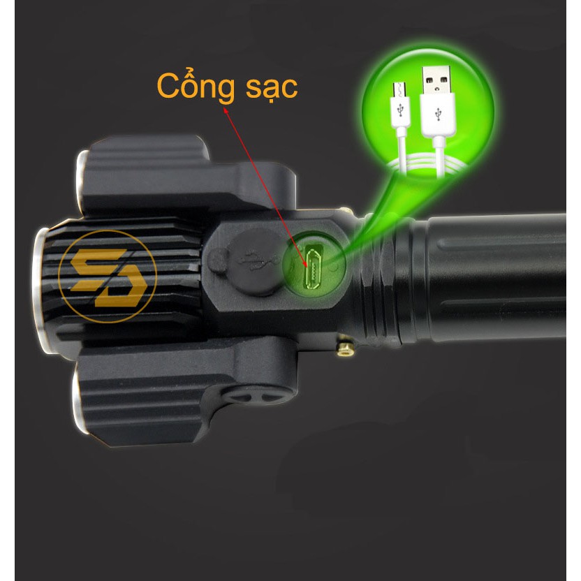 Đèn  Pin Đi Phượt, Đèn Pin Dã Ngoại, Sạc USB 3 Đầu Siêu Sáng