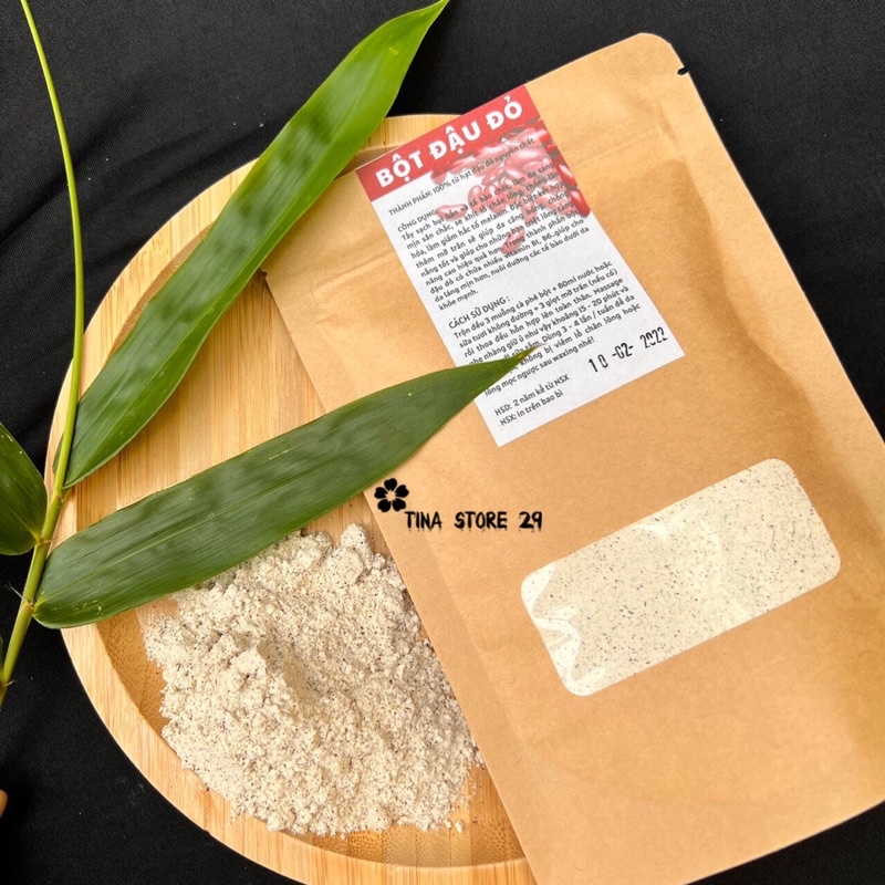 Bột đậu đỏ nguyên chất sạch mịn 100% Organic 100gr - Trắng da, dưỡng ẩm, mờ thâm sạm, tẩy tế bào chết