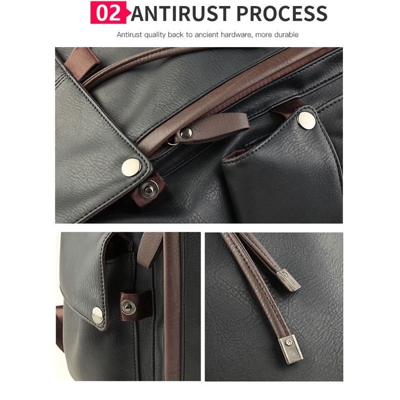 Ba lô da PU chất lượng cao cho nam không thấm nước công suất lớn 15,6 inch máy tính xách tay ba lô laptop backpack