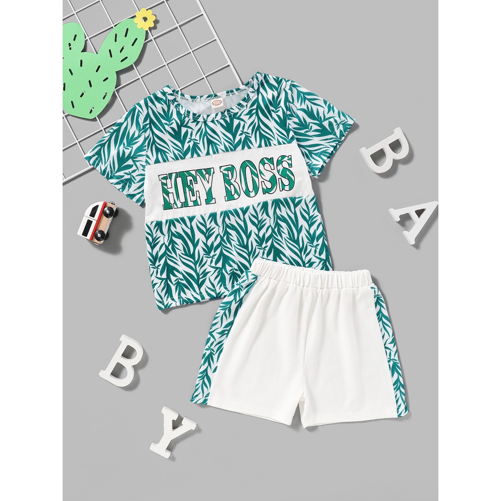 Set Đồ Thể Thao 2 Món Gồm Áo Thun Tay Cộc + Quần Ngắn Màu Trắng Thời Trang Mùa Hè Cho Bé Trai 1-5 Tuổi