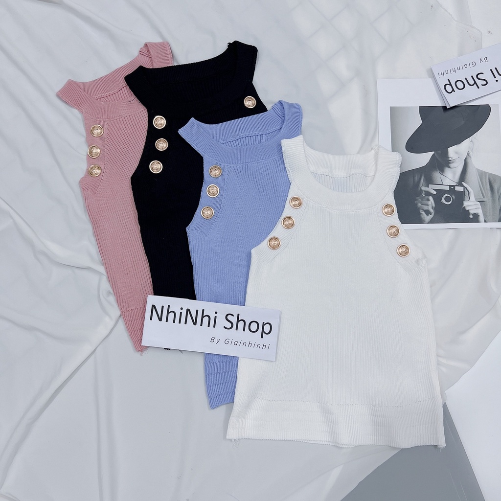 Áo yếm sexy len mongtoghi viền khuy đẹp, Áo kiểu dáng ôm body AL6042 - NhiNhi Shop