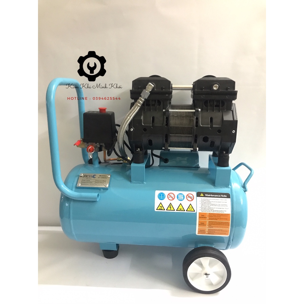 Máy nén khí không dầu SKY 30L Thái Lan 1200W, 2 lọc khí | Máy nén khí sạch( Không ồn, Cam kết hàng chuần)