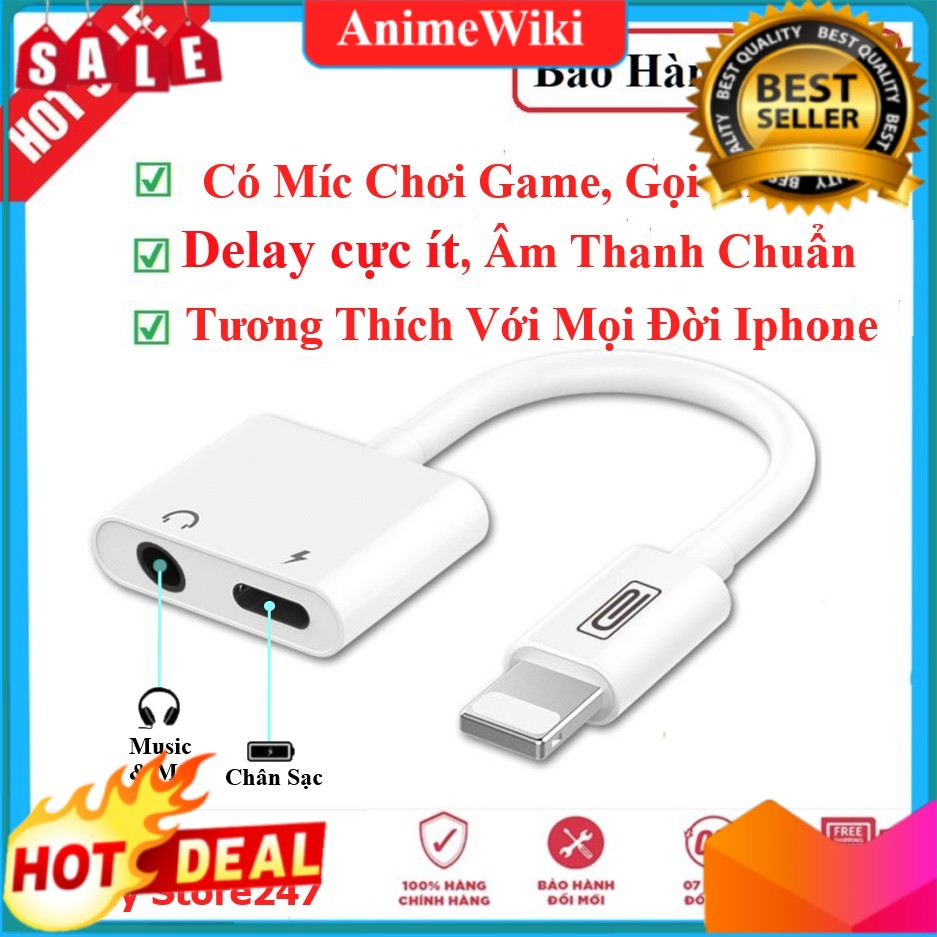 [Chất Lượng] Jack Chuyển Đổi Có Mic+ Vừa Sạc Vừa Sử Dụng Tai Nghe - IC Zin Apple Hỗ Trợ Mic Cho iPhone 5/6/7/8/X/11