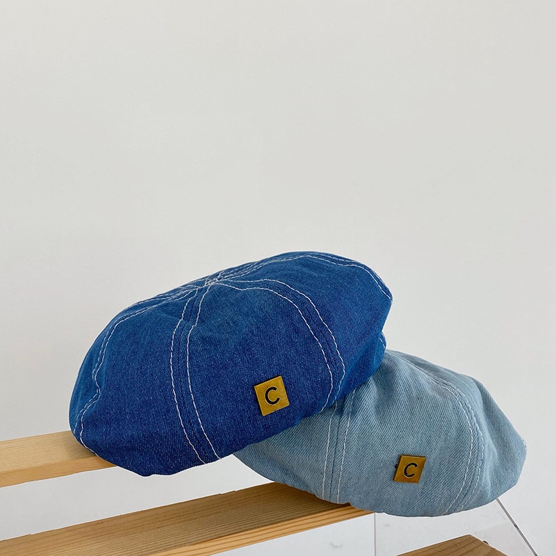 Nón Beret Denim Thời Trang Retro Đơn Giản Cá Tính Kiểu Hàn Quốc Cho Bé Trai