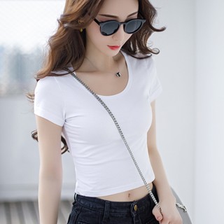 Áo nữ đẹp Áo croptop cổ tròn chất thun nhập(1921)
