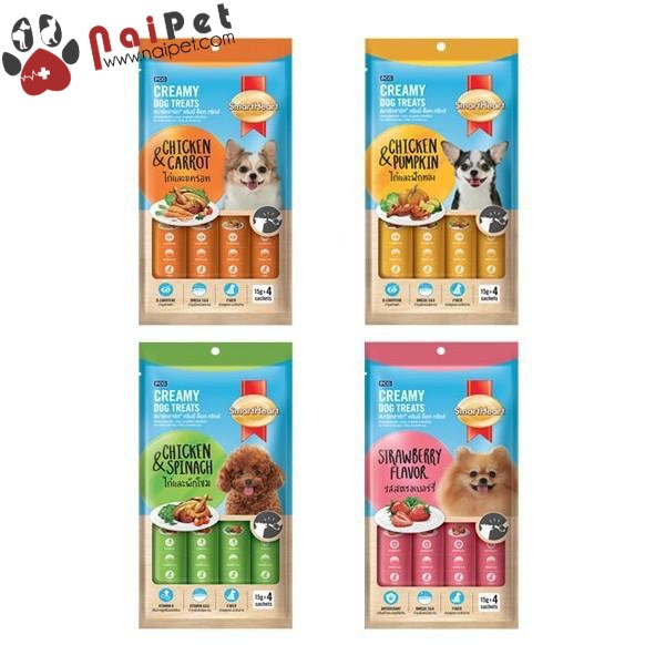 Bánh Thưởng Dạng Kem Cho Chó Gói 4 Thanh Creamy Dog Treats Smartheart 60g