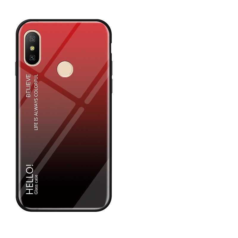 Ốp điện thoại mặt kính cường lục màu gradient cho Xiaomi Mi8SE