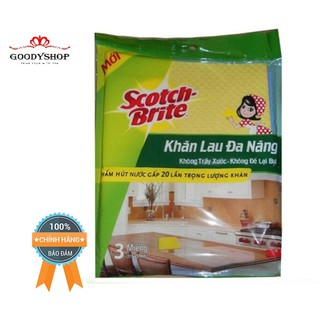 Khăn Lau Đa Năng  Scotch-Brite 3M - Gói 3khăn(31,5 x 25,7Cm) mềm mại và thấm hút tuyệt vời,thân thiện với môi trường.