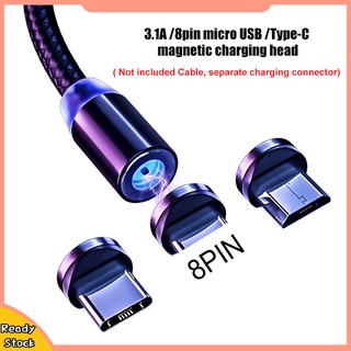 Dây Cáp Sạc Nam Châm Tròn Hua-Mini 8pin Micro Usb Type-C 3.1a Cho Iphone Android