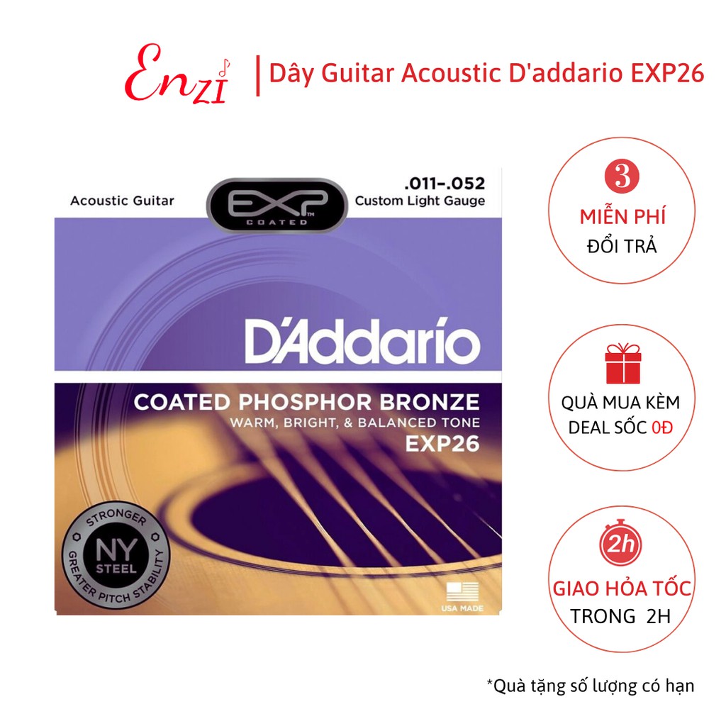 Dây đàn guitar acoustic Daddario EXP26 EJ13 EZ910 EZ920 EZ900 dây đàn guitar sắt chất lượng Enzi