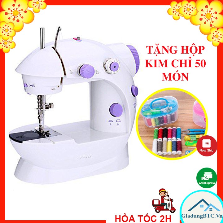 [TẶNG HỘP CHỈ] Máy may mini 2 chế độ, máy khâu mini có đèn led may được vải jean, vải thun, voan l Tặng kèm hộp kim chỉ