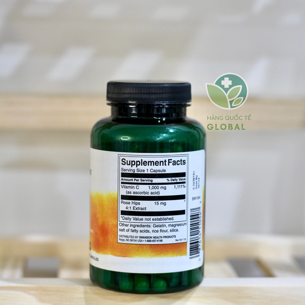 SWANSON VITAMIN C, 90 viên, Viên uống bổ sung vitamin c, tăng đề kháng