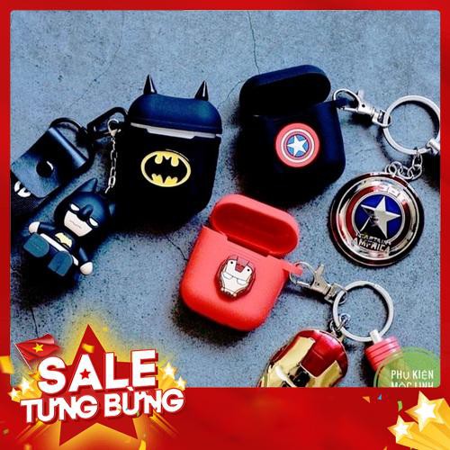 🌟Tặng kèm móc treo - Case airpod Bộ ba siêu nhân🌟Vỏ bao ốp Airpods silicon đựng tai nghe không dây 1 và 2 silicone