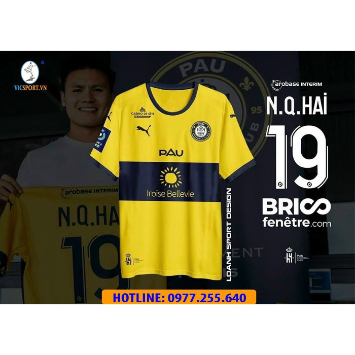 Áo Đá Bóng, Quần Áo Đá Banh QUANG HẢI CLB PAU FC 2022-2023 Thun Lạnh Thoáng mát- Vicsport