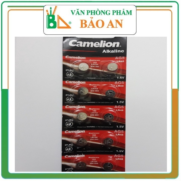 vỉ 10 viên Pin AG5 Camelion LR754