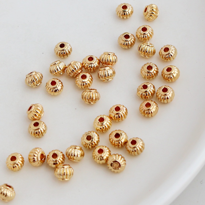 Set 50 Hạt Đồng Mạ Vàng 14K 4 * 5mm Tự Làm Lồng Đèn