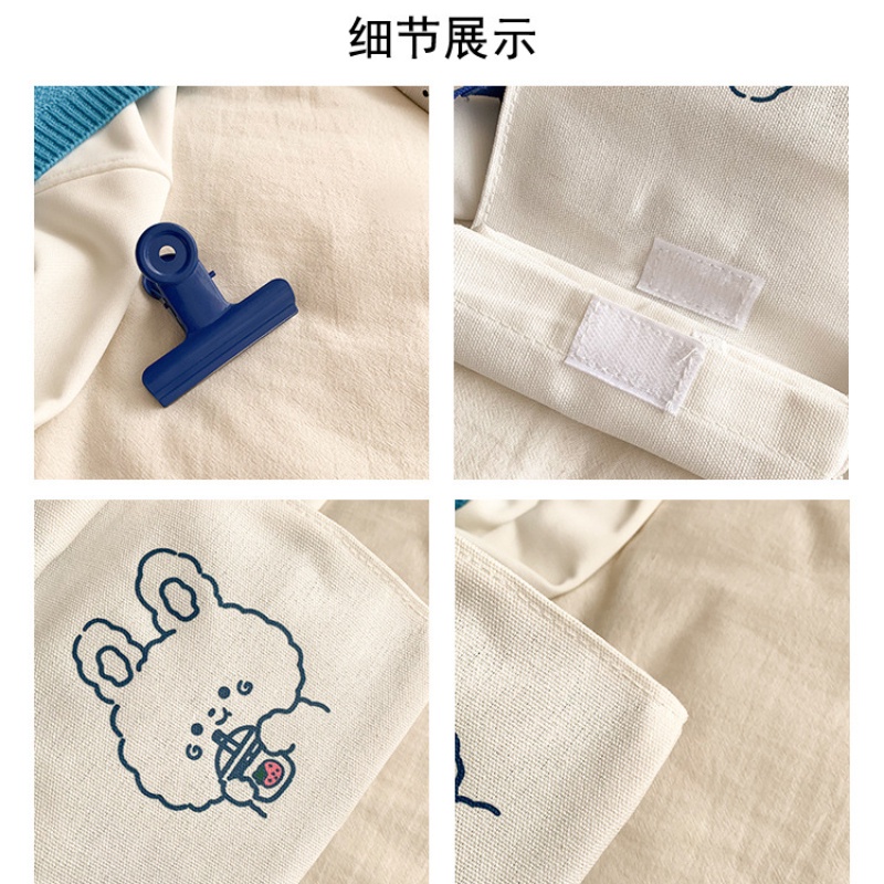 IELGY Túi Đeo Vai Vải Canvas Cỡ Lớn In Họa Tiết Hoạt Hình Đơn Giản Thời Trang Cho Nữ
