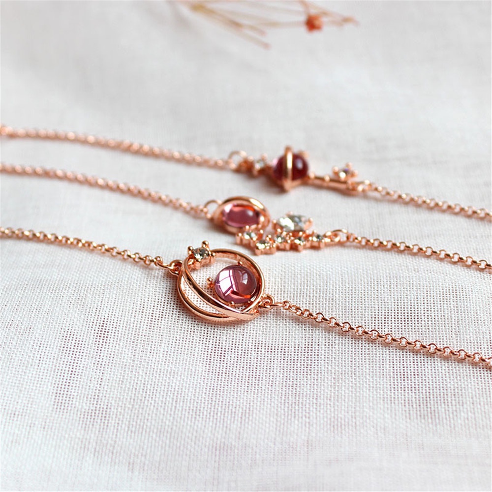 Vòng Tay Chuỗi Hạt Thủy Tinh Màu Hồng Thời Trang Cho Nữ