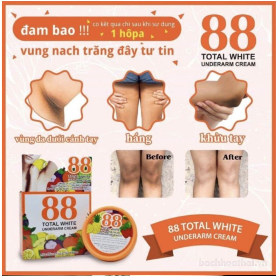 Kem khử thâm nách, bikini khuỷ tay chân 88 Total White Underarm Cream Thái Lan (35g)