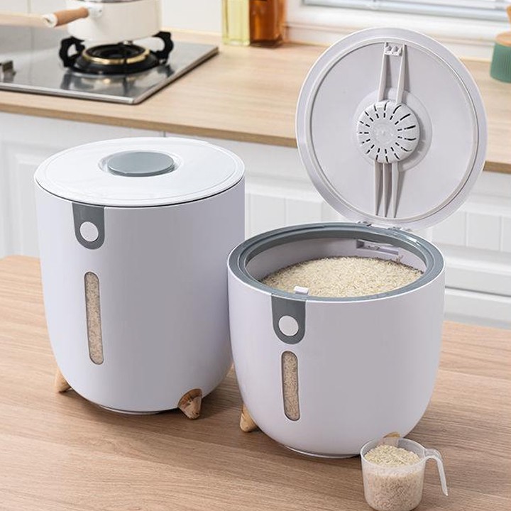 Thùng đựng gạo thông minh 10 - 15kg chất liệu nhựa PP cao cấp, hũ gạo nắp nhựa kháng khuẩn chống ẩm mốc tuyệt đối