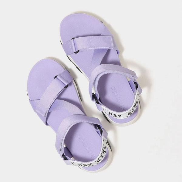 Giày Sandal Shondo Girly đế trắng phối đen quai tím Lavender GIM0092