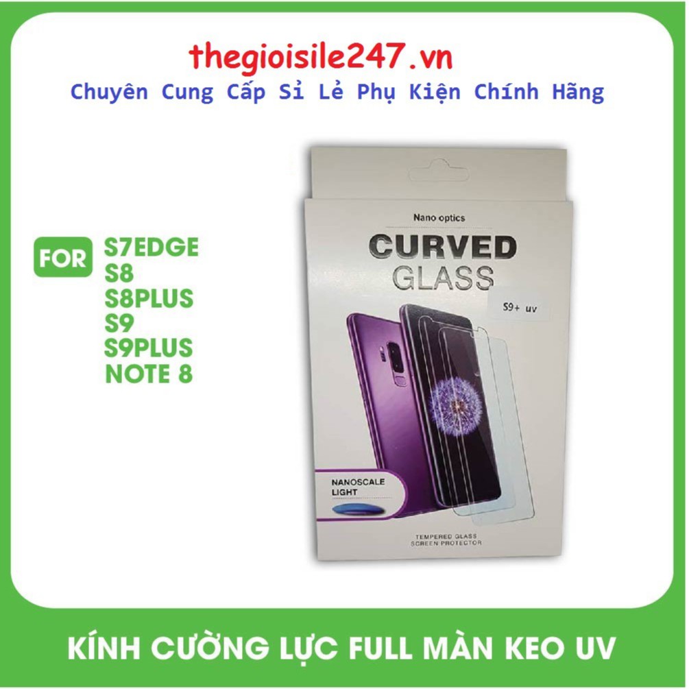 Kính Cường Lực Full Keo UV Dành Cho Galaxy S7e,S8,S8plus,S9,S9plus,Note8,Note9,Cảm Ứng Mượt Mà Như Không Dán