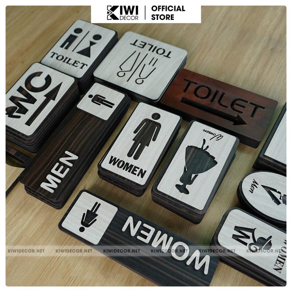 Bảng WC, Toilet Bằng Gỗ Vintage Decor - WC Nam Nữ - Restroom Chỉ hướng nhà vệ sinh