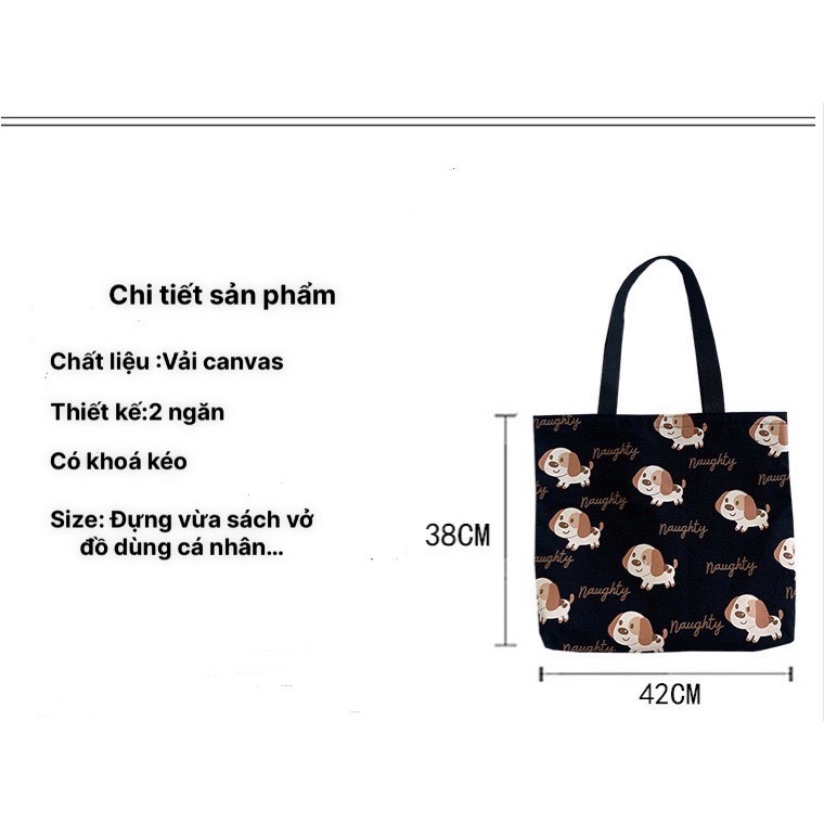Túi tote HAZIN vải canvas phối quai đen ulzzang unisex đi học đi làm có khoá miệng ngăn phụ nhỏ đựng vừa khổ a4