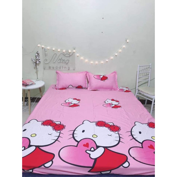 Ga Trải Giường Poly 2MX2M2-chọn mẫu ngay trên bài-MẪU KITTY ÔM TIM