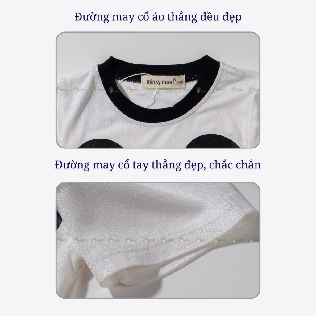 Bộ Cộc Tay Cho Bé Trai, Bé Gái Minky Mom Vải Thun Lạnh Hoạ Tiết Hoạt Hình Quần Caro, Bộ Quần Áo Trẻ Em Mặc Nhà MKM2241