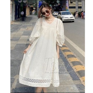 đầm suông viền ren