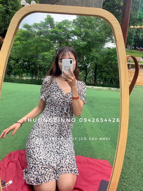 [Ảnh thật/Video] Váy hoa vintage cổ nơ tay bồng - Đầm hoa ulzzang