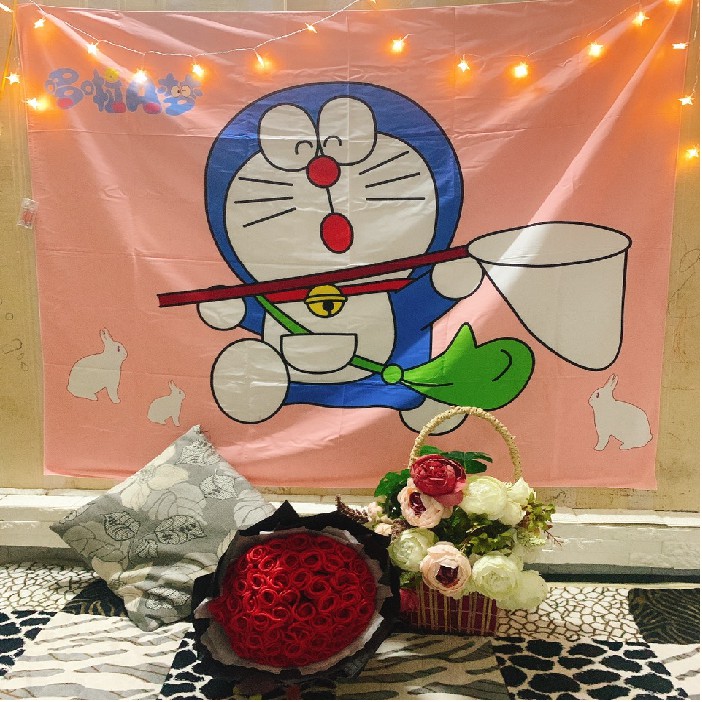 Tranh vải treo tường ⚡[𝐅𝐑𝐄𝐄𝐒𝐇𝐈𝐏]⚡ Tranh vải treo tường Doremon, thảm treo tường Anime hello kitty decor phòng đẹp