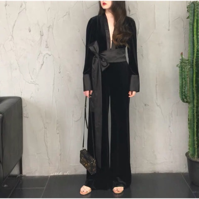 JUMPSUIT NHUNG THẮT EO QUẢNG CHÂU