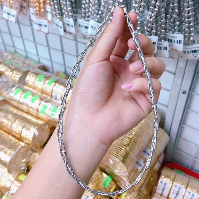 Kiềng Nữ 3 Bính Màu Trắng Kết Hợp Mặt Dây Đeo Lên Sang Trọng - Lên Đồ Diện Trang Sức Xinh Xắn - Bền Màu Không Dị Ứng