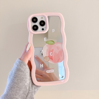 Ốp iphone hoạ tiết tráng gương đào hồng xinh xắn phù hợp ip12 X Xsmax 11 11promax 13 13promax