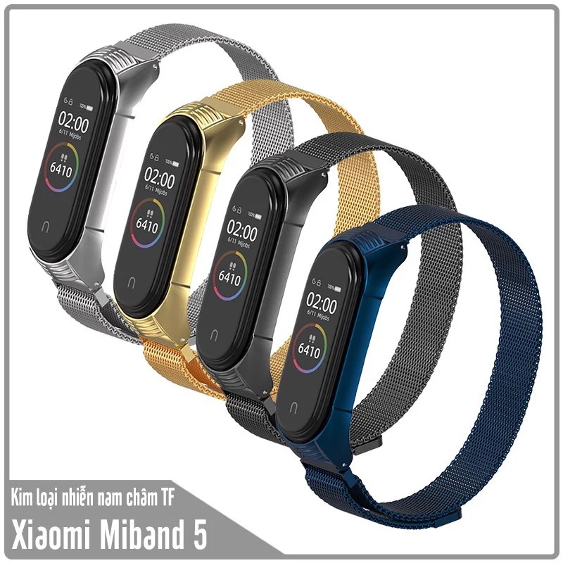 Vòng thay thế cho Xiaomi Miband 5 Mijobs kim loại nhiễn TF, Nam Châm