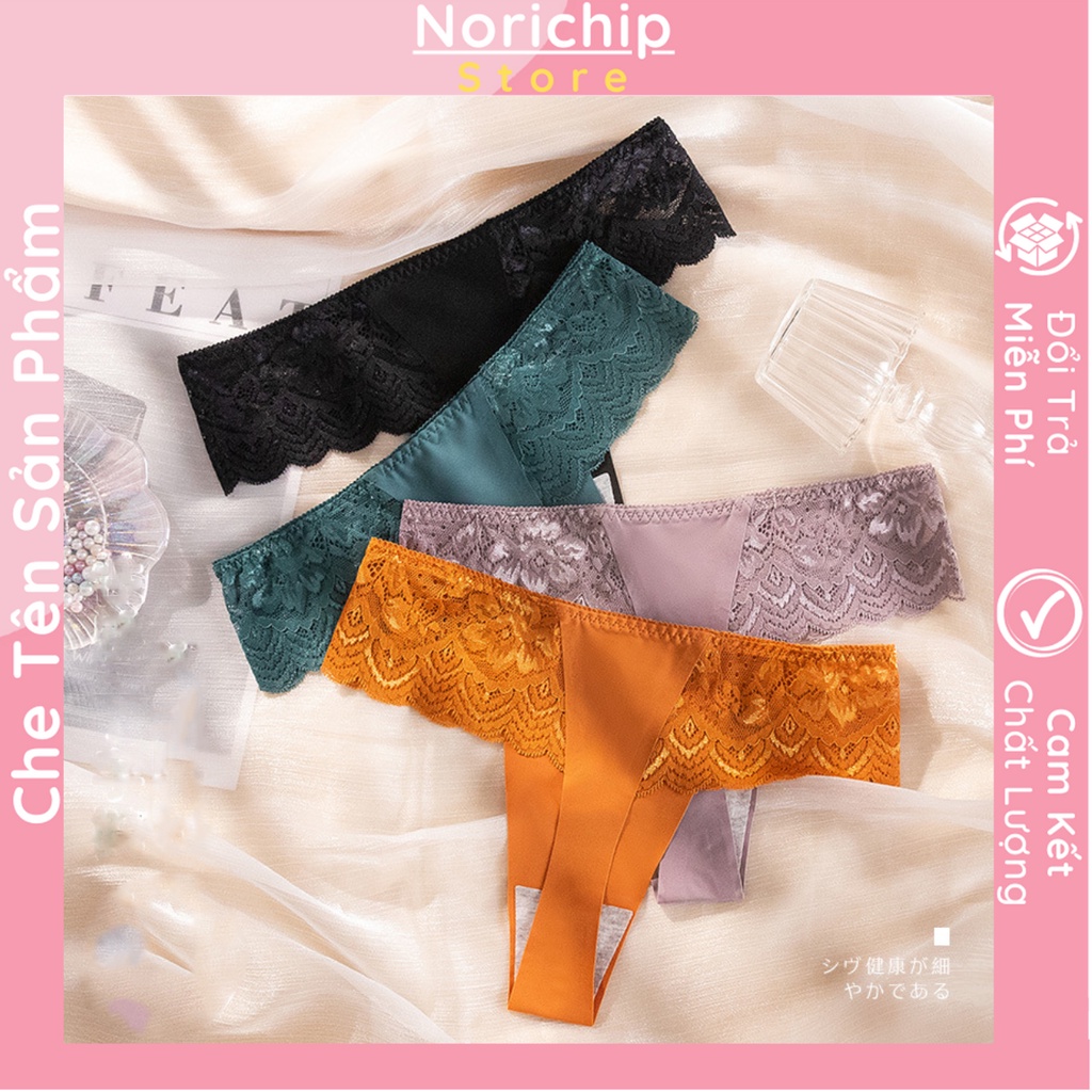 Quần lót nữ lọt khe su đúc mát lạnh đáy quần 100% cotton thoáng khí có viền ren họa tiết siêu gợi cảm NORICHIP.