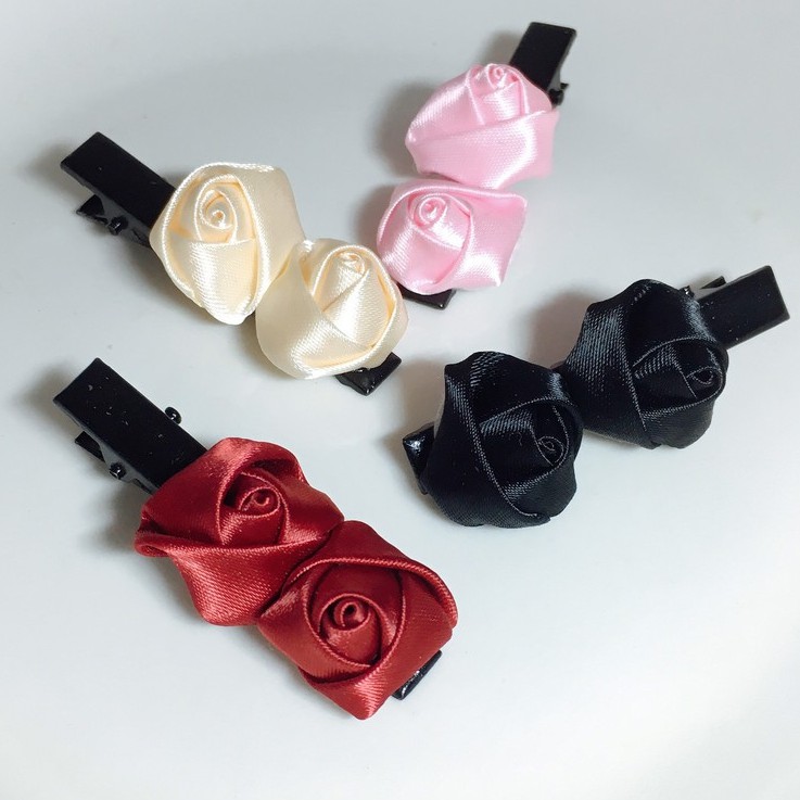 Kẹp Tóc Mái Gắn Hoa Hồng Tiệm Thêu Việt Phụ Kiện Tóc