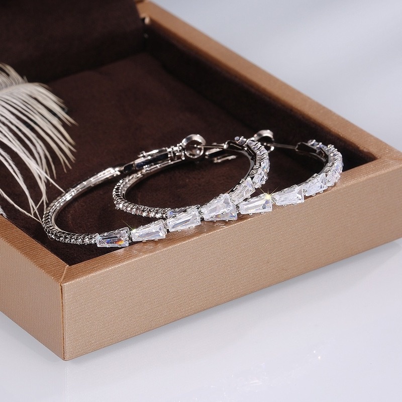 Khuyên Tai Tròn Đính Đá Pha Lê Thời Trang Nữ Tính