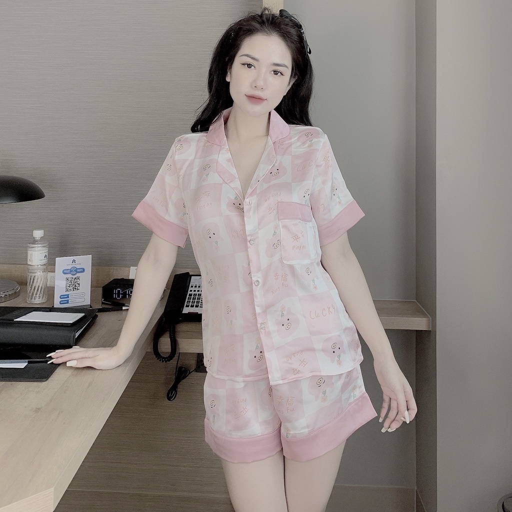 [HÀNG CAO CẤP] Siêu Hót💖Bộ Lụa Pijama Áo Cộc-Quần Sooc🌸Chất Liệu Lụa Mát Lịm