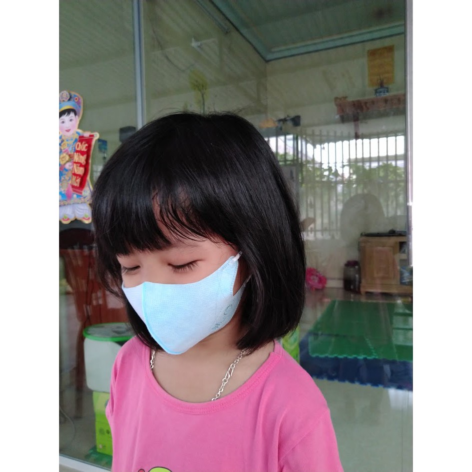 Khẩu Trang 3D Trẻ Em 4 lớp kháng khuẩn cao cấp. Hộp 10 Chiếc. Thời trang công nghệ Nhật bản. 3D Mask Kids. Moon Kitty