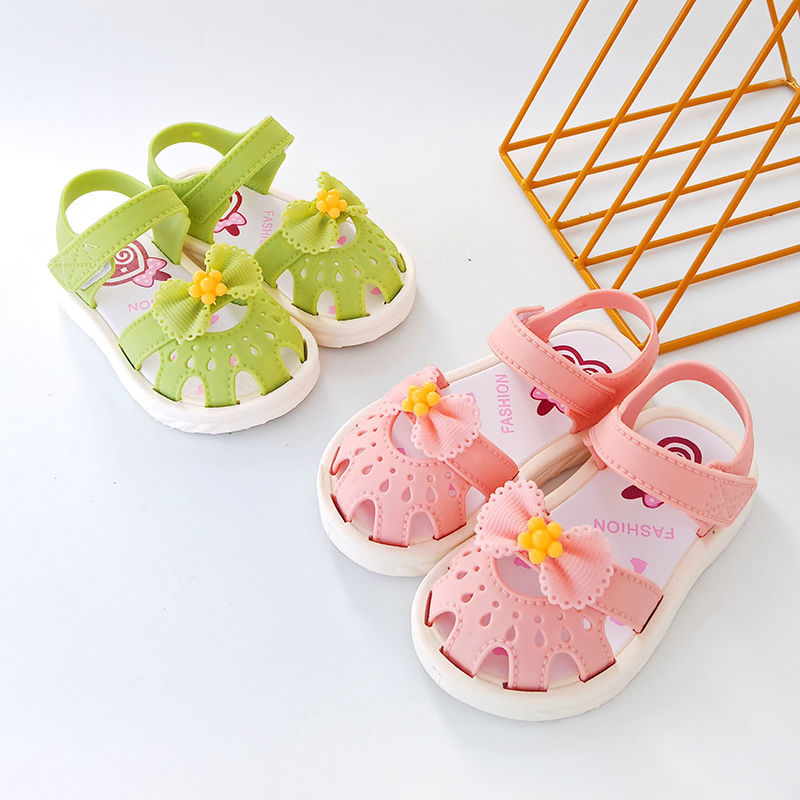 【Nghe được】Cô gái sandals công chúa mềm mềm chống trượt, ảo thuật dán nơ hoa hoạt hình dép PAPAYA